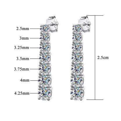 FEOBUR 2.8CT Full Moissanite Drop Earrings for Women Original 925 Sterling Silver Tassel Dangle Earrings Bridal Wedding Jewelry