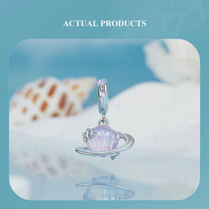 Bamoer 100% 925 Sterling Silver Romantic Crystal Butterfly Iris Charm For Women Fit Bracelet DIY Necklace Fine Jewelry Gift
