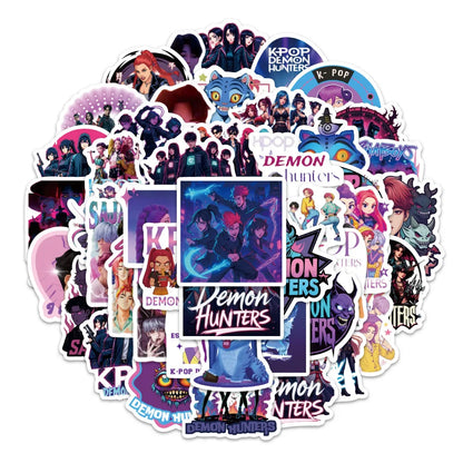 A50/55/60Pcs KPop Demon Hunters Stickers KPop Demon Hunters DIY Stickers Scrapbooking Phone Luggage Skateboard Waterproof Decals