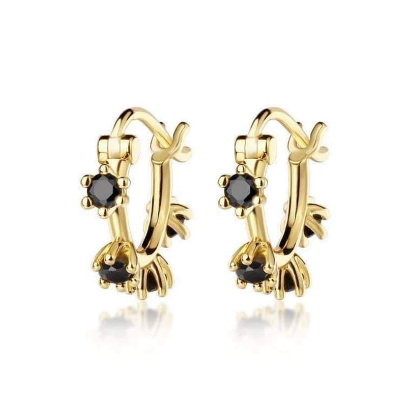 Luxury 925 Sterling Silver Ear Needle Flower Colorful Crystal Gold Earring For Women Hoop Earrings Trend Jewelry  Accessories