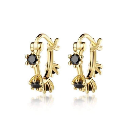 Luxury 925 Sterling Silver Ear Needle Flower Colorful Crystal Gold Earring For Women Hoop Earrings Trend Jewelry  Accessories