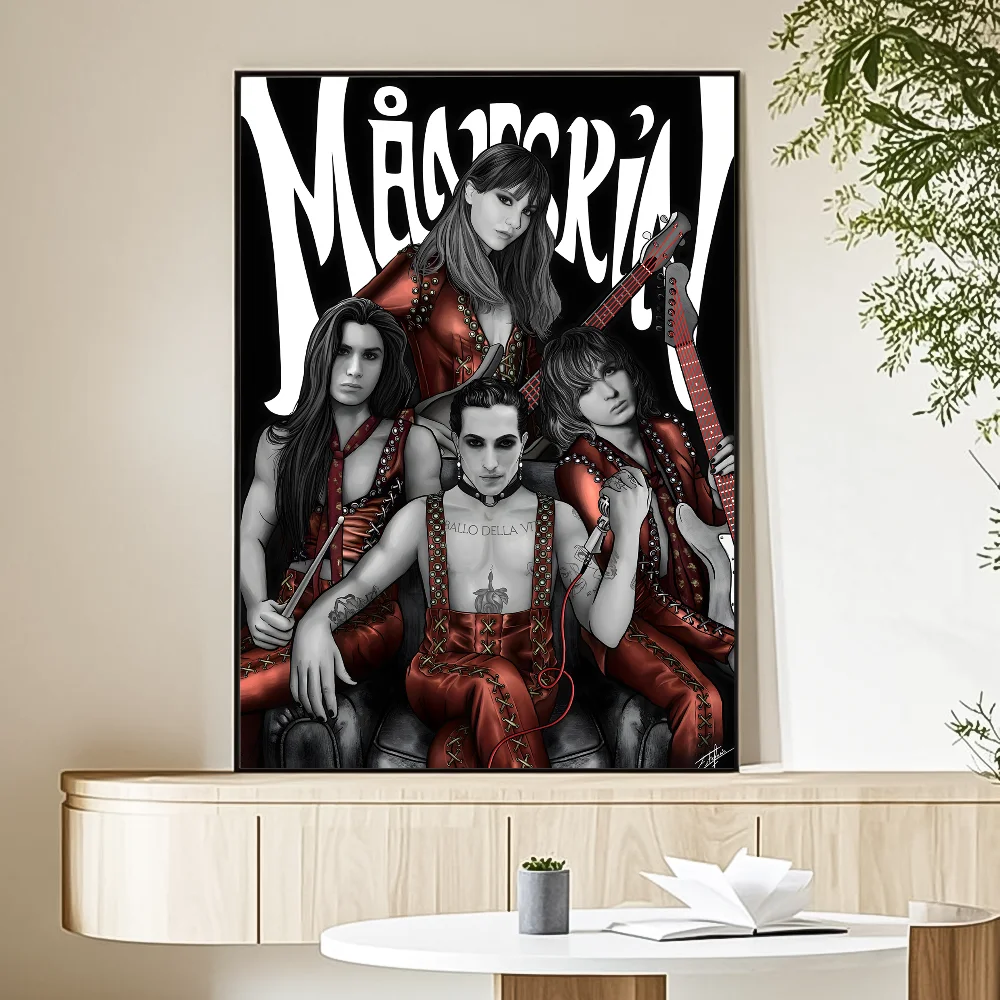 M-Maneskin D-Damiano David Band Poster HD Art Sticky Wall Waterproof Home Living Room Bedroom Bar Aesthetic Decoration