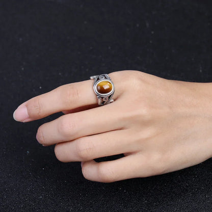 Natural 8x10MM Rose Quartz  Rings Vintage S925 Silver Finger Ring for Women Gift Luxury Rhodochrosite Stone Jewelry
