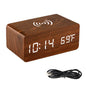 Wooden Desk Digital Clock Phone Chargers LED Display Temperature Wooden Digital Alarm Clock Wireless Charger Desk Table Clocks
