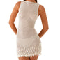 Elegant Knit Bodycon Dress Sleeveless Round Neck Open Back  Fit Mini Dress for Summer Party Wear