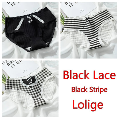 3PCS/set Cotton Bar Girl Panties Butterfly Sexy Design Unique Mid Waist Women Briefs Breathable Girls Underwear Soft Lingerie