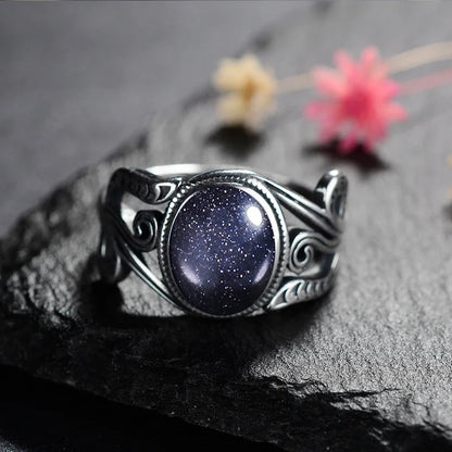 Natural 8x10MM Rose Quartz  Rings Vintage S925 Silver Finger Ring for Women Gift Luxury Rhodochrosite Stone Jewelry