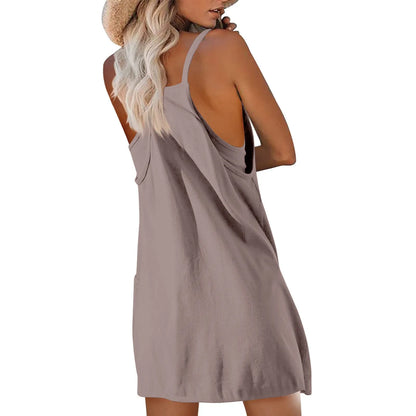 Sport Mini Dress For Women Summer Sleeveless Dress Casual Short Sundress