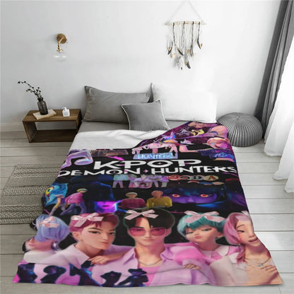 Cool K-Pop Demon Anime Hunter Super Soft Flannel Blanket
