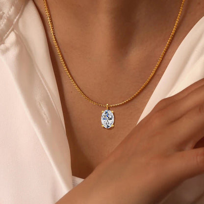 Oval Cut Moissanite Diamond Pendant 14K Gold for Women 2CT 3CT D VVS1 100% Au585 Necklaces for Anniversary Gifts Classic Jewelry