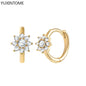 Luxury 925 Sterling Silver Ear Needle Flower Colorful Crystal Gold Earring For Women Hoop Earrings Trend Jewelry  Accessories