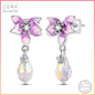 New 925 Sterling Silver Earrings Pendant Simple Shiny Flower Pearl Zircon Wedding Women Jewelry Gift