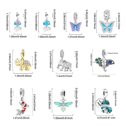925 Sterling Silver Panda  Butterfly Kapibala Octopus Charms Beads Fit Original Pan Bracelet Bangle High Quality DIY Jewelry