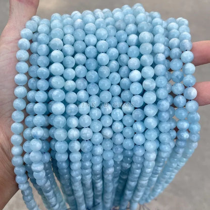 Hight Quality 7A Natural Stone Aquamarine Beads Round Spacer Loose Beads Diy Bracelet For Jewelry Making 6-12mm Pick Size 15inch