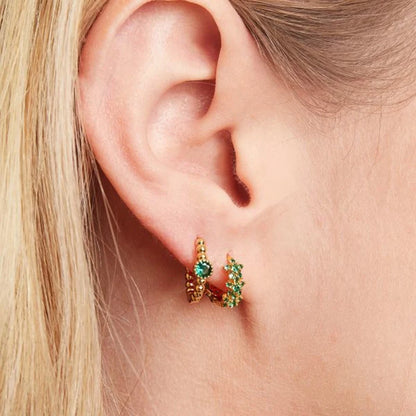 Luxury 925 Sterling Silver Ear Needle Flower Colorful Crystal Gold Earring For Women Hoop Earrings Trend Jewelry  Accessories