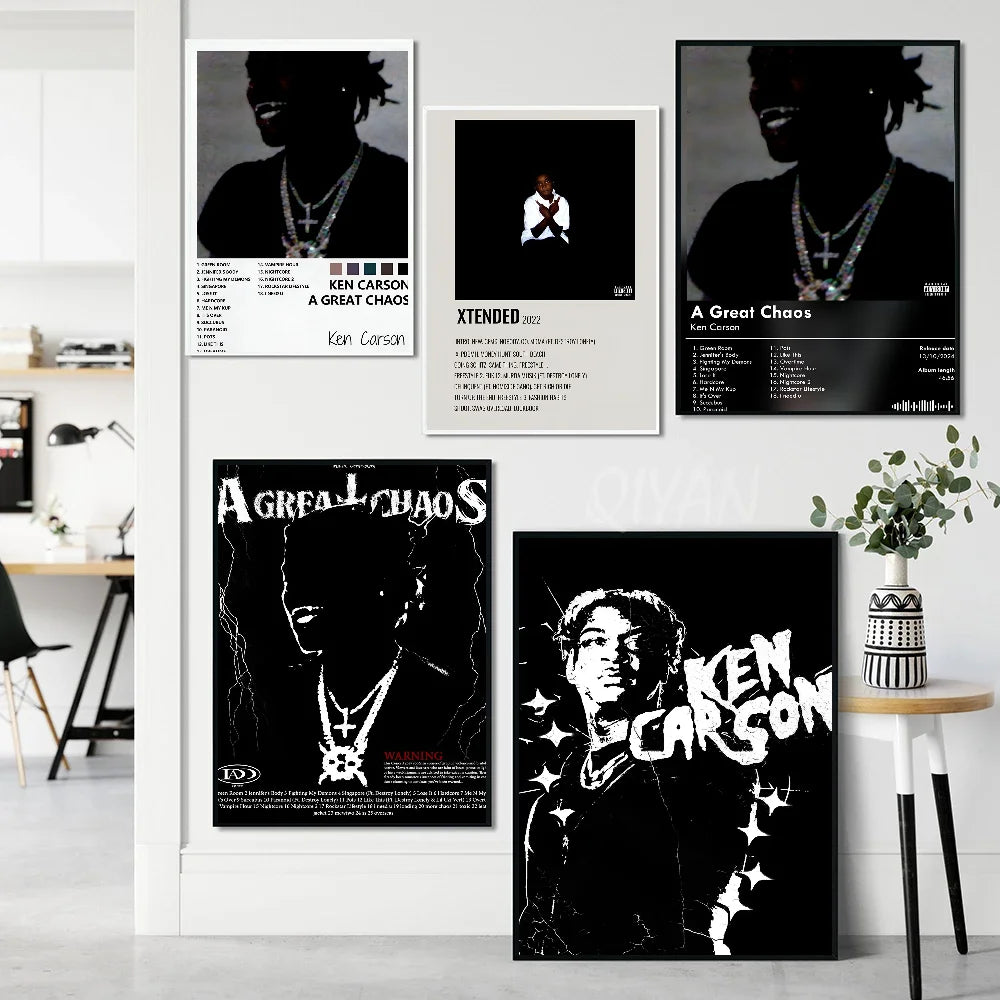 Pop Singer Ken Carson A Great Chaos Poster Poster Paper Print Home Living Room Bedroom Entrance Bar Cafe Art Painting Decoration