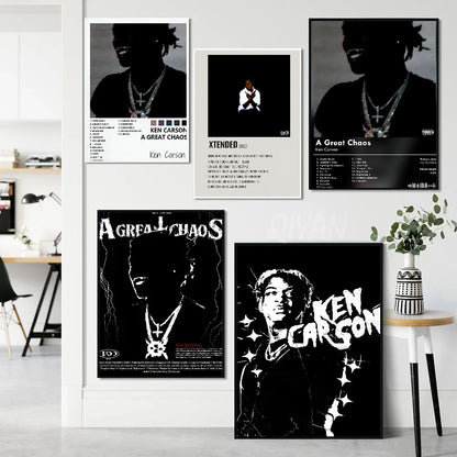 Pop Singer Ken Carson A Great Chaos Poster Poster Paper Print Home Living Room Bedroom Entrance Bar Cafe Art Painting Decoration