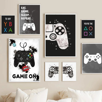 Gamepad Abstract Poster Canvas Painting Print Wall Art Picture Game Player Children'S Room Decorative Painting Boy Gift