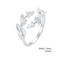 WOSTU 925 Sterling Silver Leaves Open Ring With Zircon For Women's Dating Daily Parties Fine Jewelry Gifts Dainty Trendy Jewelry