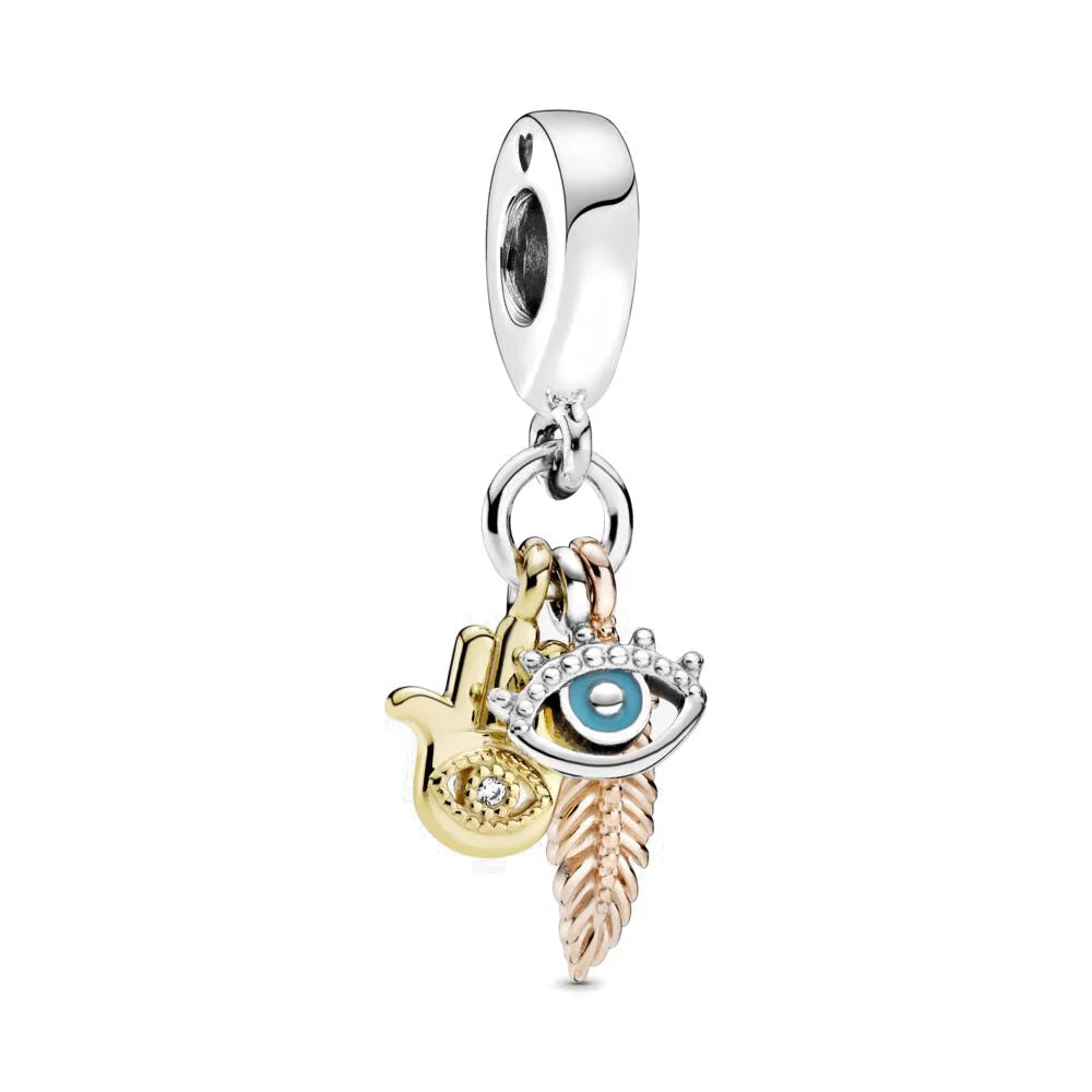 New 925 Silver Eye Palm Skull Wings Sun Pendants Charms Beads Fit Original Bracelet Accessories DIY Jewelry For Women