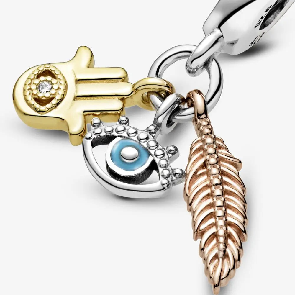 New 925 Silver Eye Palm Skull Wings Sun Pendants Charms Beads Fit Original Bracelet Accessories DIY Jewelry For Women
