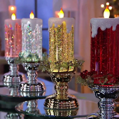 Rechargeable Colour Electronic LED Waterproof Candle With Glitter Colour Changing LED Water Candle