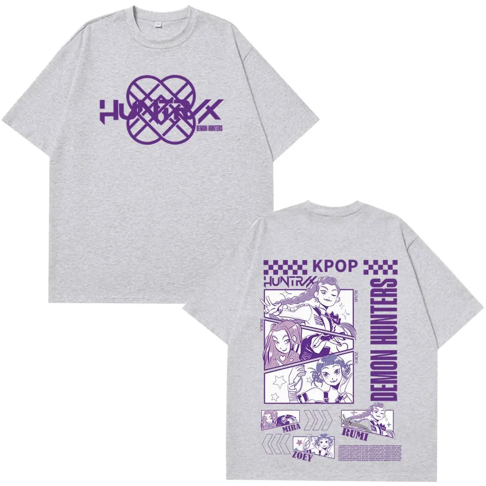 Kpop Demon Hunters Huntrix T Shirts Men Women Pure Cotton Clothing T-Shirt Vintage Short Sleeve High-quality Fashion T-Shirt