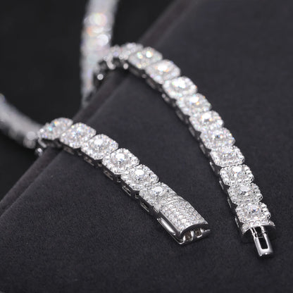 Iced Out Moissanite Halo Tennis Bracelet for Women Men S925 Sterling Silver 18k Gold Plated Jewelry with GRA Bracelets Gifts