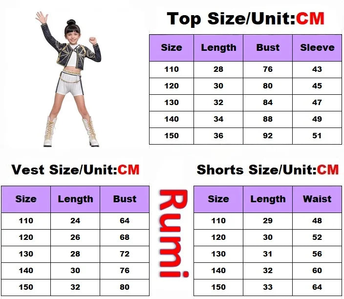 Kids K-Pop Demon Hunters Zoey Rumi Mira Costume Cosplay