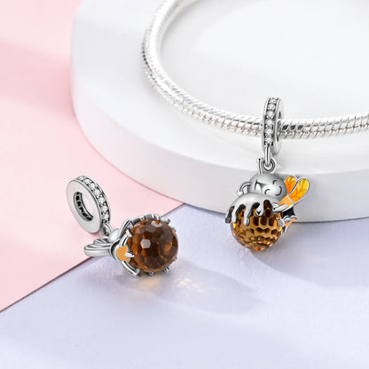 Original Charms 925 Silver Plated Bee Moon Star Pendant Fit Bracelet Making For Woman Fashion Jewelry