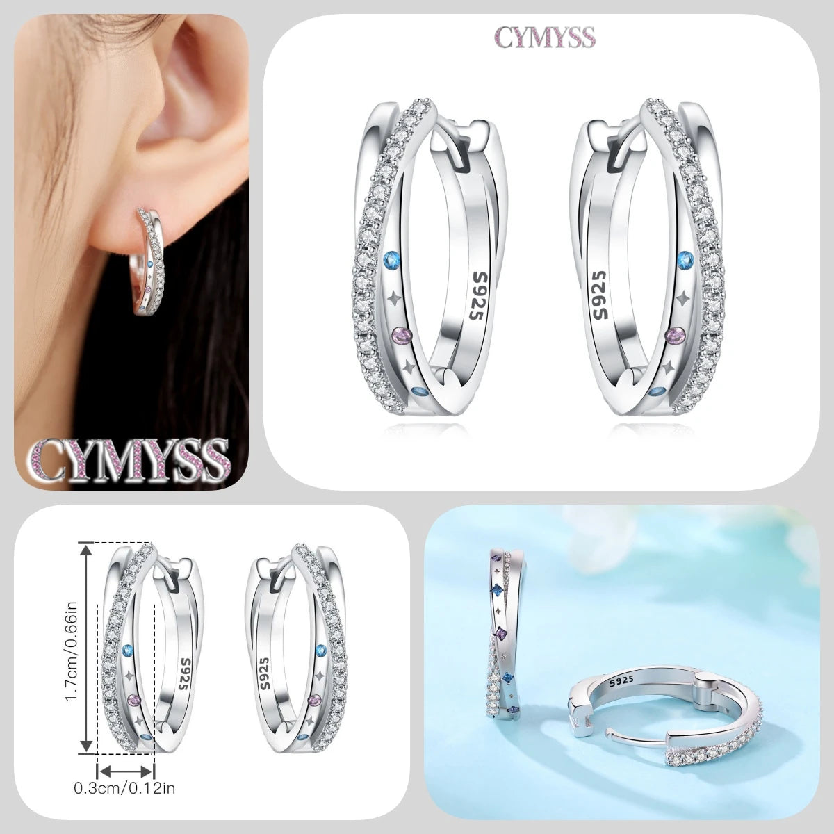 CYMYSS 2025 New 925 Sterling Silver Classic Hollow-out Versatile Hoop Earrings for Women Fine Jewelry Ideal Birthday Party Gifts