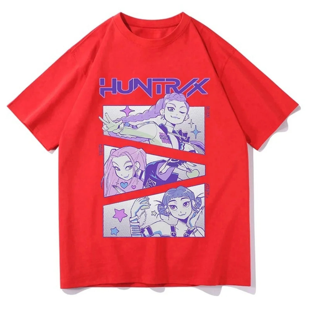 Unisex Kpop Demon Hunter Huntrix Summer Short Sleeve T-Shirt Streetwear Graphic Print