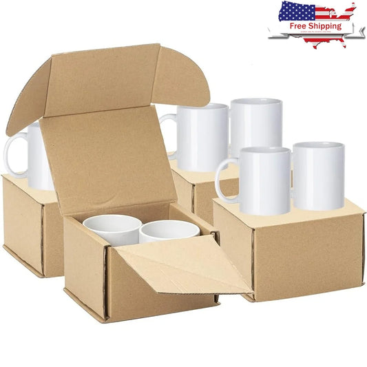 8 Pack 11oz White Sublimation Coffee Mugs Blank Ceramic Cups Custom Design Printing Gift Ideas Bulk