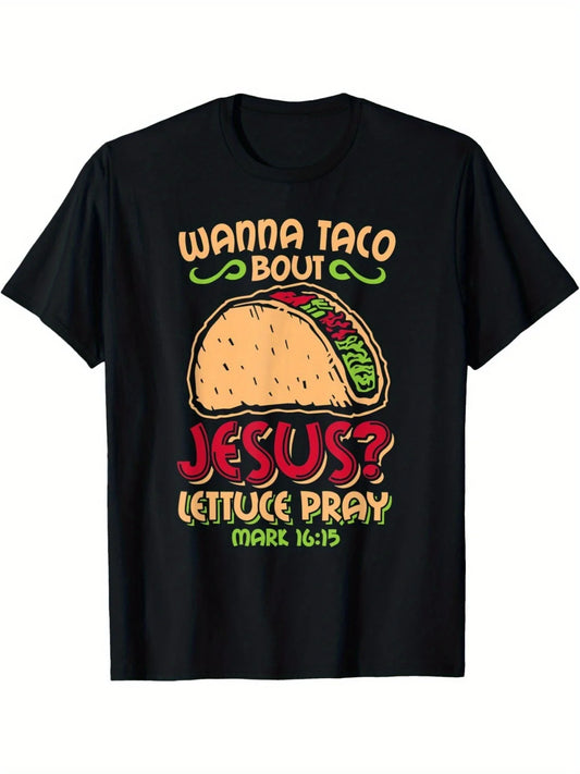Men's Funny Taco Bout Jesus T-Shirt - Humorous Christian Tee Gift for Men
