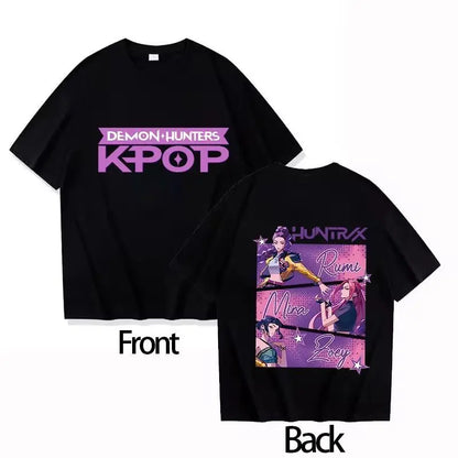 Cotton T-shirt KPOP Demon Hunter RUMI Parent-child Round Neck Women's Short Sleeve Comfortable