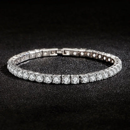 S925 Sterling Silver Bracelet Zirconia Tennis Ball Women Fashion Simple Engagement Wedding Charm Jewelry 4mm 16-20cm