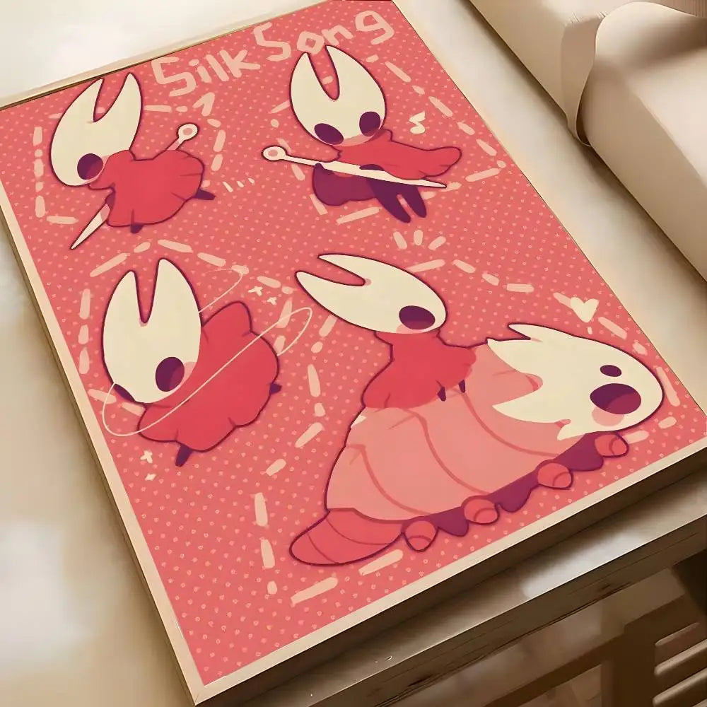 Cute Characte Game Hollow Knight Silksong-Cool Poster Canvas painting with prints Home bedroom living room decoration gift