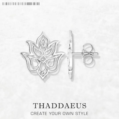 Lotus Flower Ornaments Stud Earrings Europe Style Fine Jewerly For Women Gift In 925 Sterling Silver