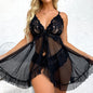 Floral Lace Split Sexy Babydoll Set