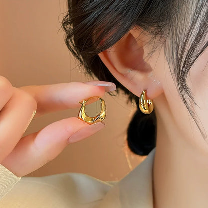 925 Sterling Silver Hoops Earrings for Women Fashion Simple Chunky Round Circle Drop Earring Prevent Allergy Jewelry Party Gifts