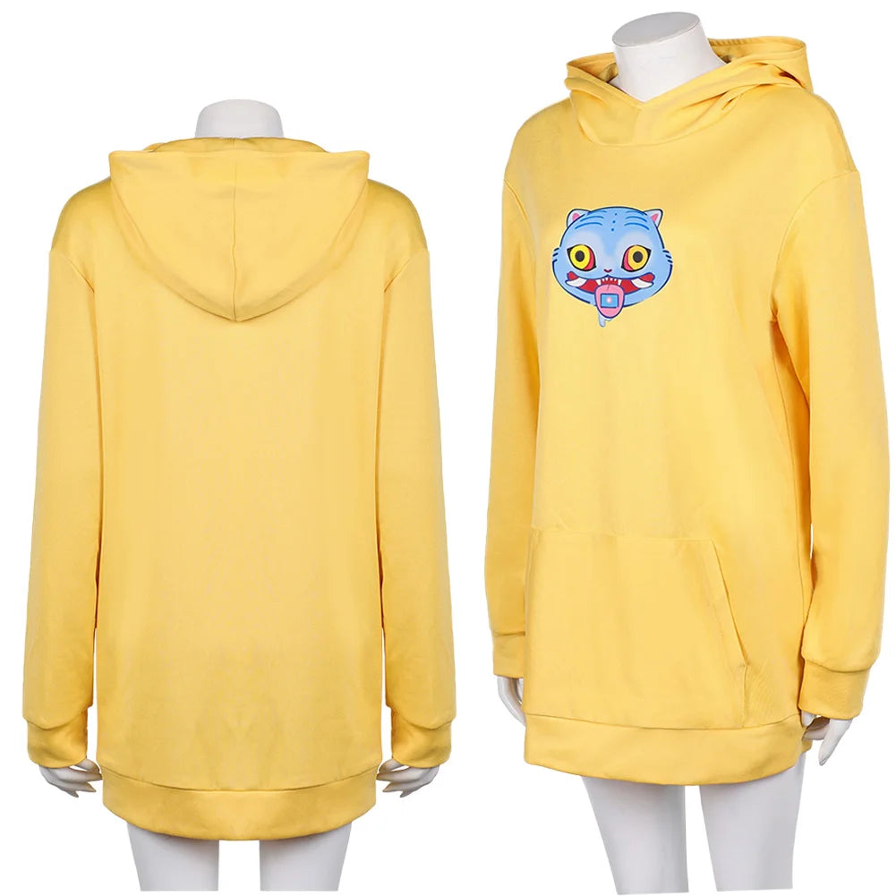HUNTRX Zoey Cosplay Yellow Hoodies Long Coat Costume Cartoon Demon Hunter of KPop Disguise Casual Cute Sweater Wig Set Halloween