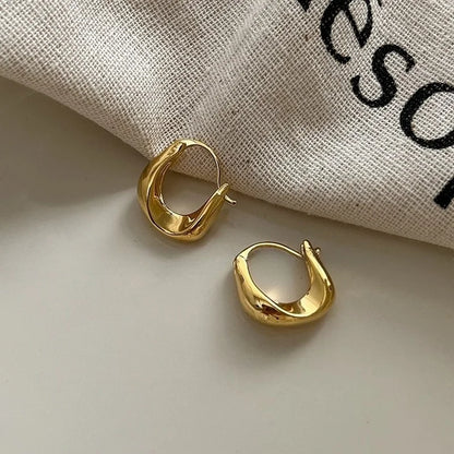 925 Sterling Silver Hoops Earrings for Women Fashion Simple Chunky Round Circle Drop Earring Prevent Allergy Jewelry Party Gifts