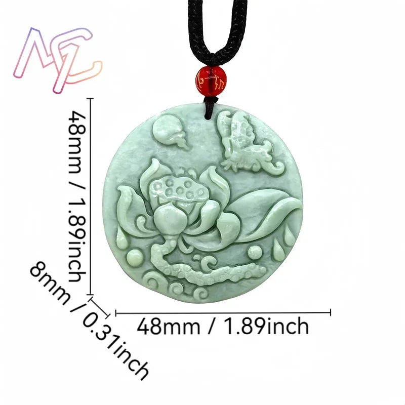 Light Green Natural Jade Flower Heart Pendant Necklace Real Jewellery Carved Gemstone Fashion Charm Amulet Gifts for Women Men