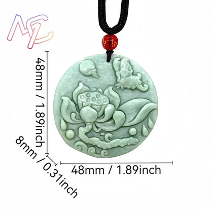 Light Green Natural Jade Flower Heart Pendant Necklace Real Jewellery Carved Gemstone Fashion Charm Amulet Gifts for Women Men