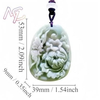 Light Green Natural Jade Flower Heart Pendant Necklace Real Jewellery Carved Gemstone Fashion Charm Amulet Gifts for Women Men