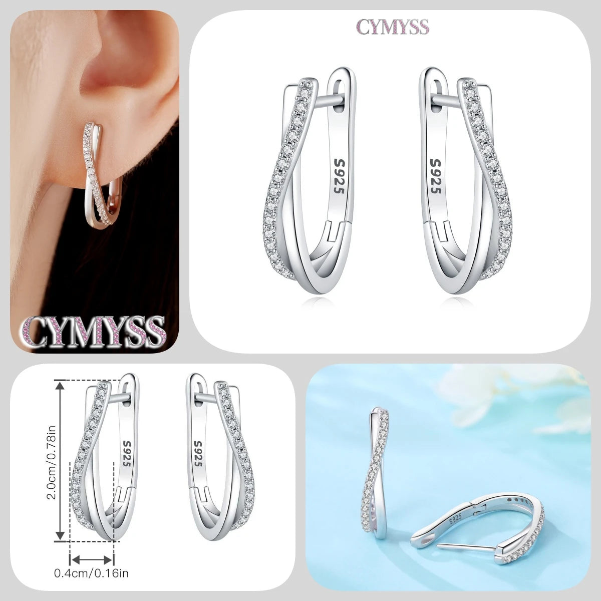 CYMYSS 2025 New 925 Sterling Silver Classic Hollow-out Versatile Hoop Earrings for Women Fine Jewelry Ideal Birthday Party Gifts