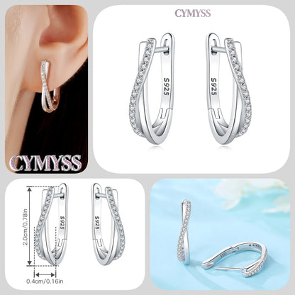 CYMYSS 2025 New 925 Sterling Silver Classic Hollow-out Versatile Hoop Earrings for Women Fine Jewelry Ideal Birthday Party Gifts