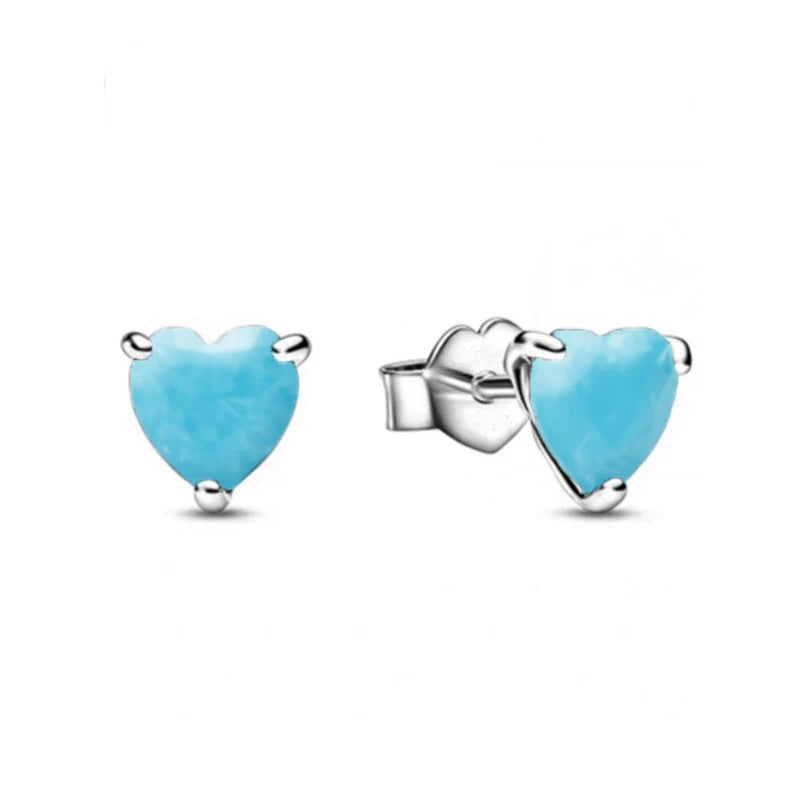 European New S925 Silver Zircon Heart-ShapedColored Earrings Suitable For Women's Holiday Exquisite Charm Jewelry Gifts