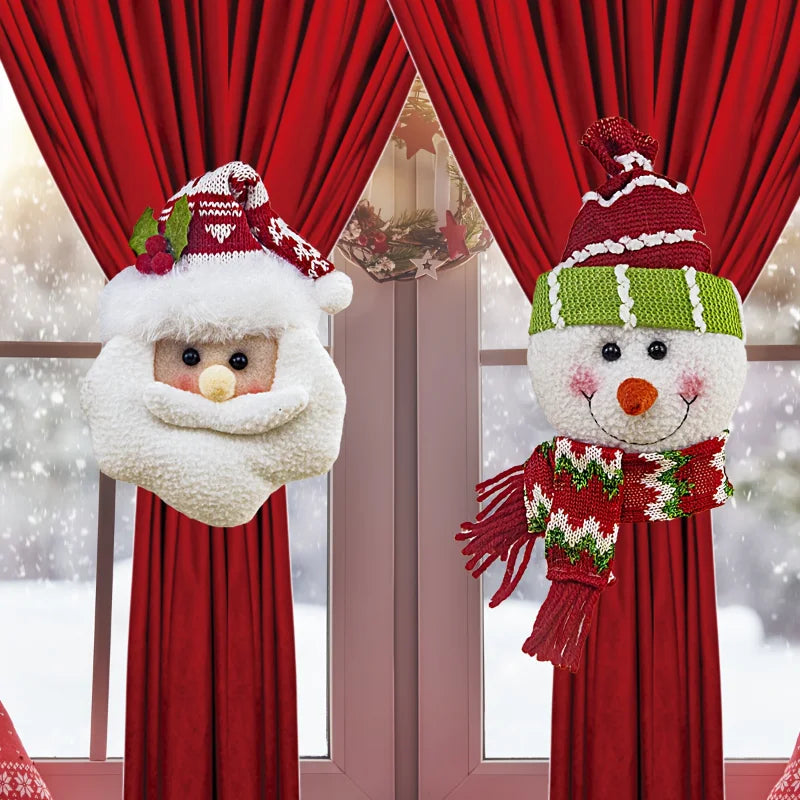 New Christmas Curtain Paste Creative  Santa Claus Curtains Pastes Adjustable Curtain Paste Decorative Drapes Curtain Accessoires