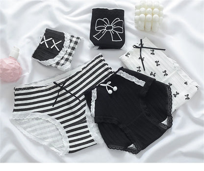 3PCS/set Cotton Bar Girl Panties Butterfly Sexy Design Unique Mid Waist Women Briefs Breathable Girls Underwear Soft Lingerie